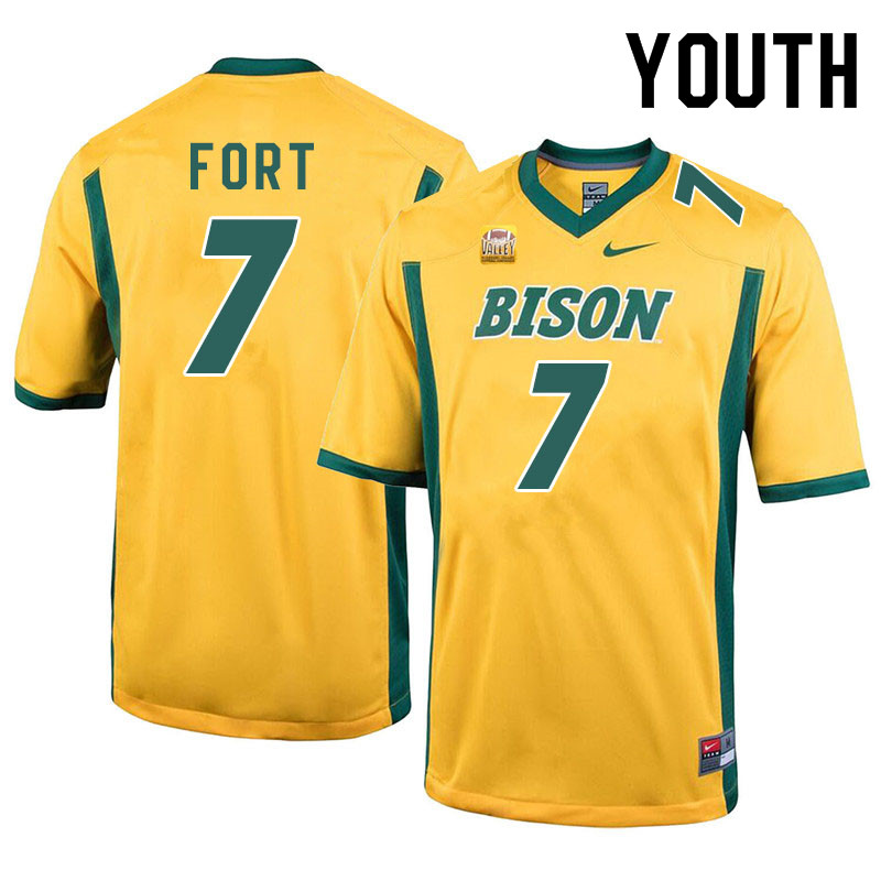 Youth #7 Tre Fort North Dakota State Bison College Football Jerseys Sale-Yellow - Click Image to Close